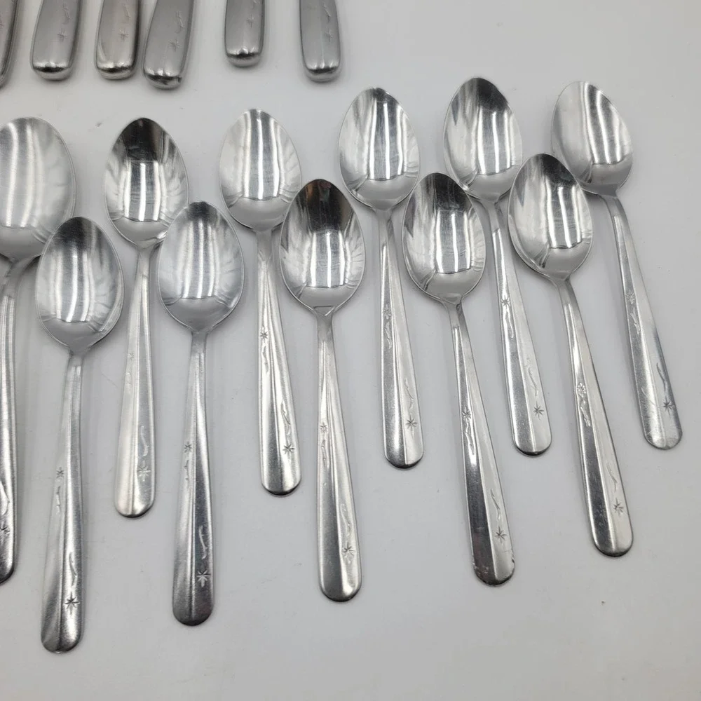 28pc Imperial International Star Time Stainless Flatware Set Atomic Starburst